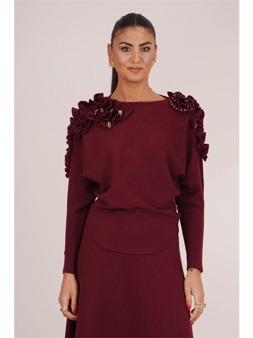 Maglia in viscosa elastica GM by Gai Mattiolo | GM4315BURGUNDY/GRIGIO